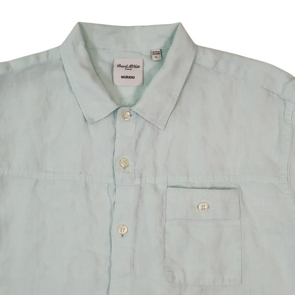 Murano Other - Murano Baird McNutt Linen Shirt Mens Large Mint Green Short Sleeve Button Up